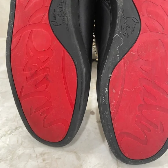 LOUBOUTIN {38} Boots Leather Studded Accents Lace-Up Boots - Picture 11 of 16